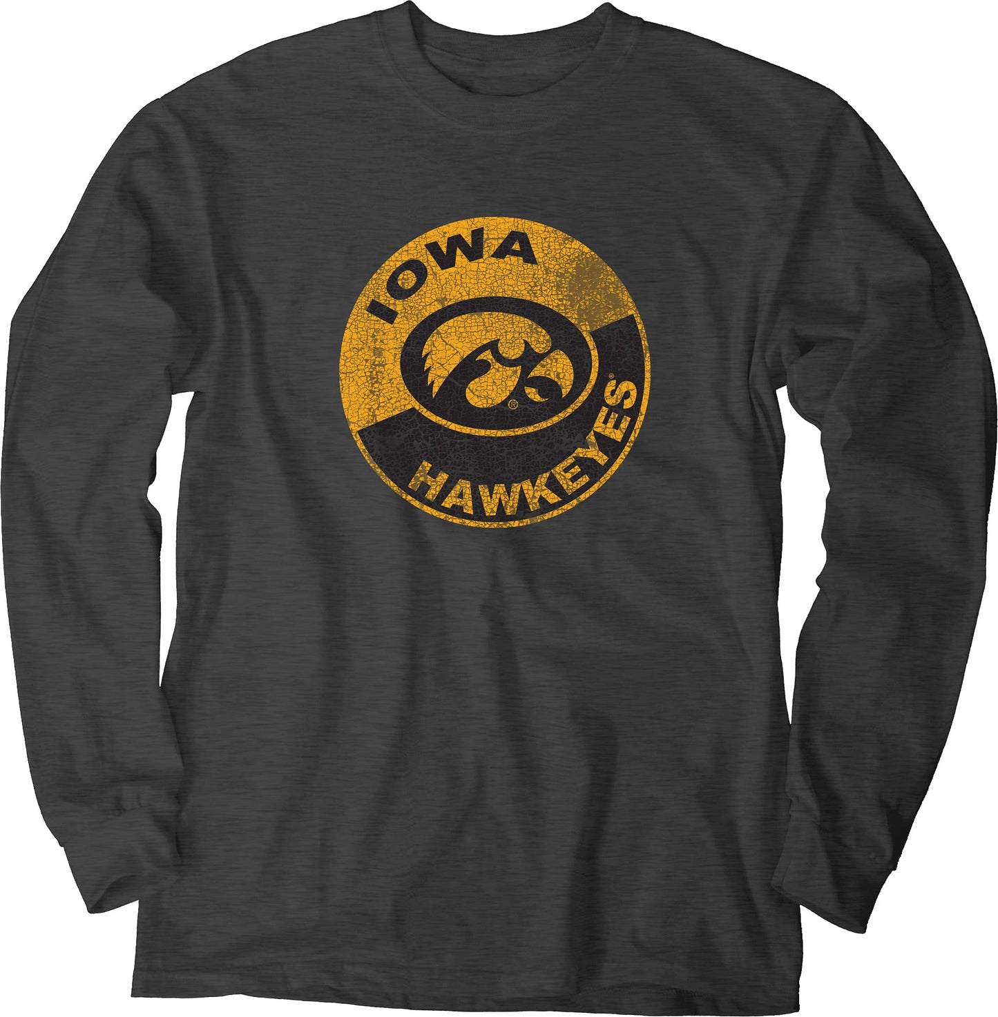 Blue 84 Men's Iowa Hawkeyes Long Sleeve T-Shirt Vintage Cap Dark Heather, Dark Grey, X-Large