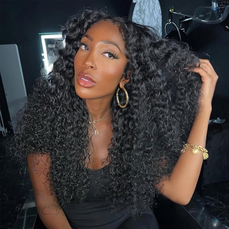 DSEKCAIN 2x6 Burmese Curly Closure 100% Real Human Hair Water Wave 2x6 Transparent HD Lace Closure Natural Black 1B Color 16 Inch