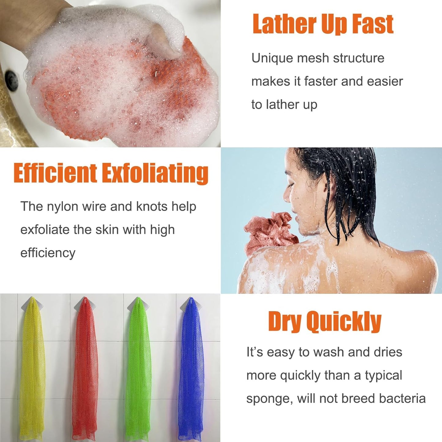 Unifab African Net Sponge Authentic Real African Exfoliating Net Bath Sponge Wash Cloth Exfoliating Washcloth African Net Cloth Body Scrubber for Shower Pink