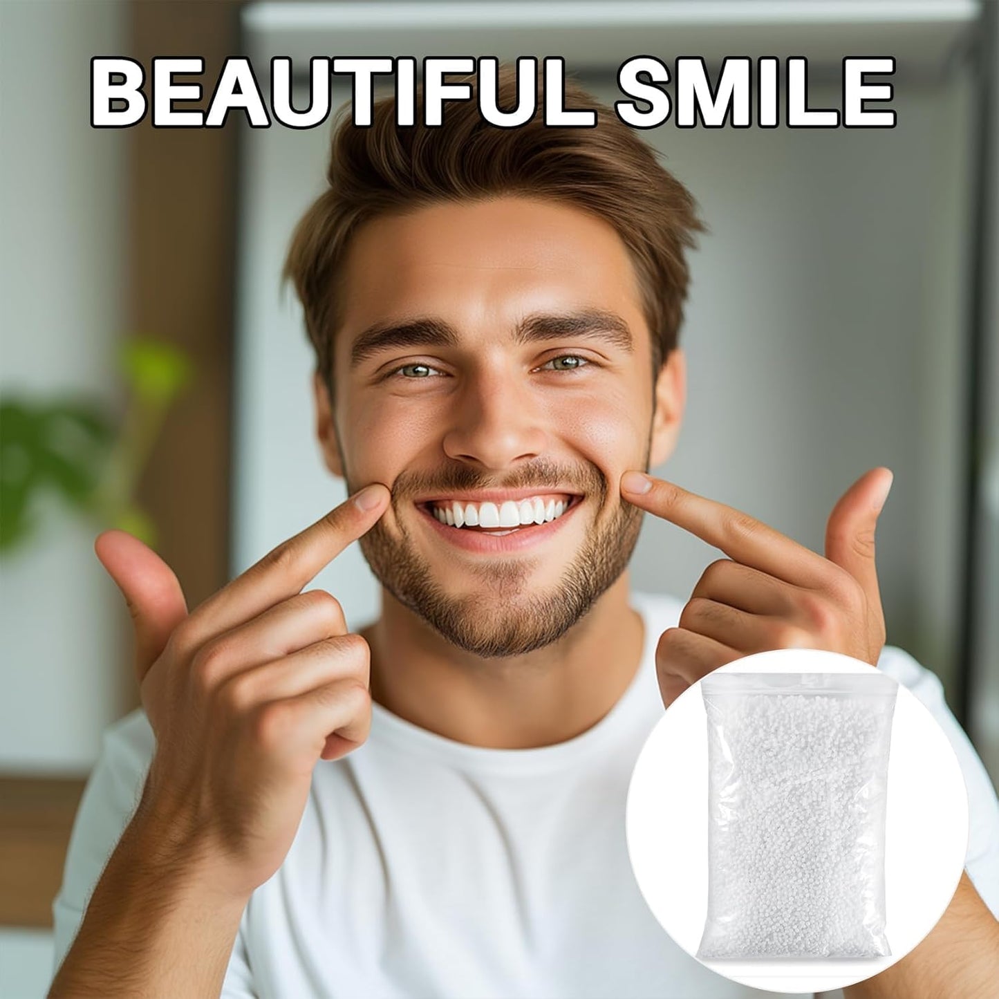 Sukh 10.9oz Moldable False Teeth Beads - Tooth Repair Kit,Repair Thermoplastic Beads,Plastic Pellets for DIY Tooth Filling,Halloween Vampire Teeth Fangs Ideal for Chipped, Cracked