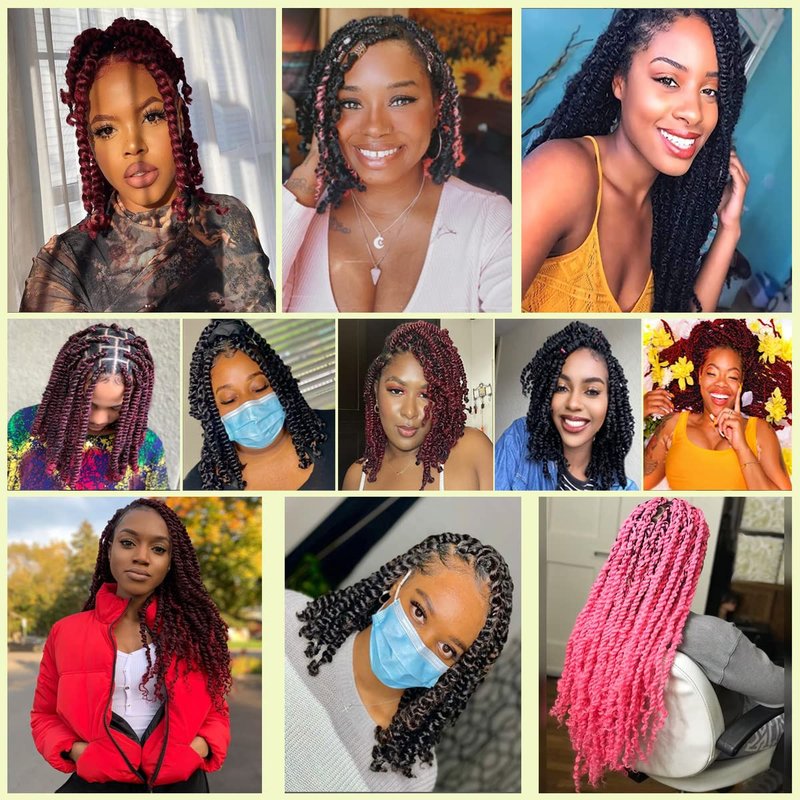 Passion Twist Hair 24 Inch 7Packs Red Ombre Burgundy Long Pre-twisted Passion Twist Crochet Hair Pre-looped Crochet Hair for Black Women (7Packs,Tbug)