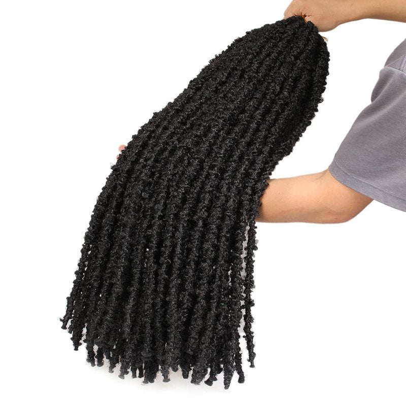 ZRQ 6 Packs Butterfly Locs Crochet Braids Hair Extensions 30 Inch Long Distressed Faux Locs Black Goddess Locs Crochet Hair Pre-looped Synthetic Soft Locs For Women 1B#