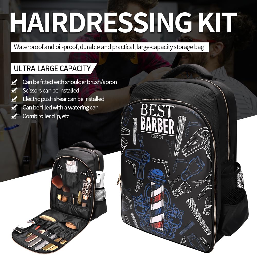 Barber Supplies Bag Organizer for Clippers and Supplies, Portable Hairstylist Clipper Backpack Travel Barber Shop Tools Bag