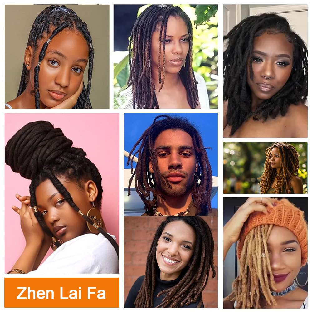 Loc Extensions Human Hair 0.8cm Width 8 Inch 30 Strands, 100% Human Hair Dreadlock Extensions for Man/Women Can Be Dyed Bleached Curled and Twisted