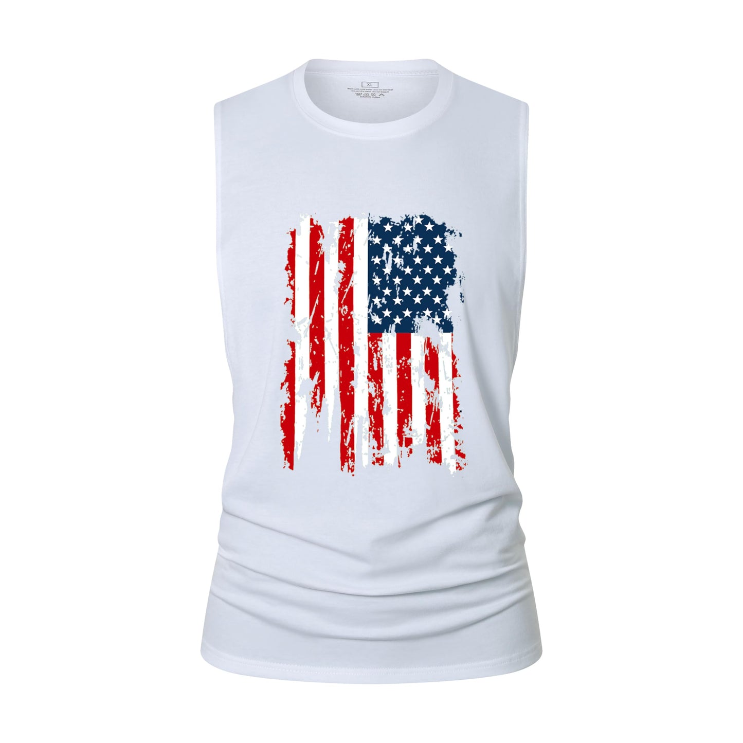 InleaderStyle Men's 3 Pack Workout Tank Tops Sleeveless Gym Muscle Tee Graphic American Flag Shirt - BK+WT+BU-L