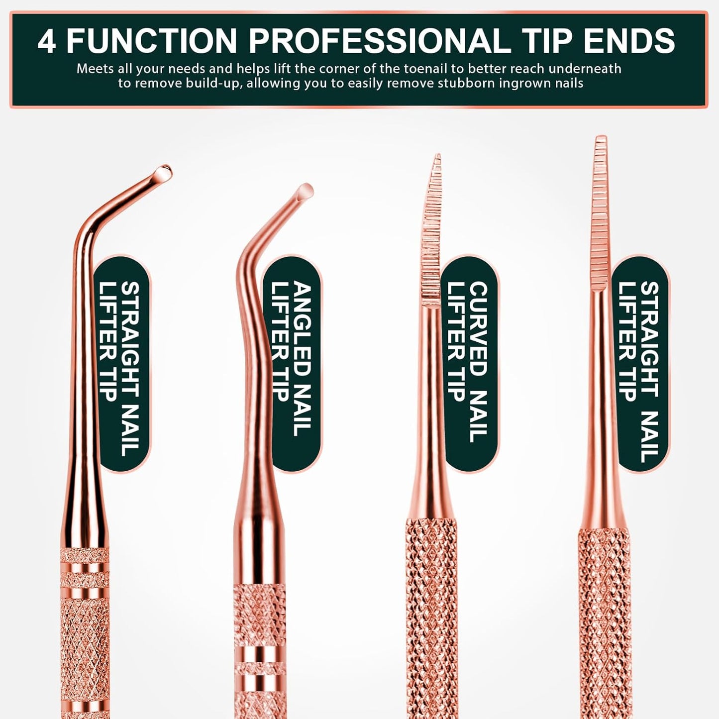 Teenitor Pedicure Tools for Feet, Toenail File and Lifters, Upgraded Professional Surgical Safe Ingrown Toenail Treatment Ingrown Toenail Removal Kit Ingrown Toenail Tool