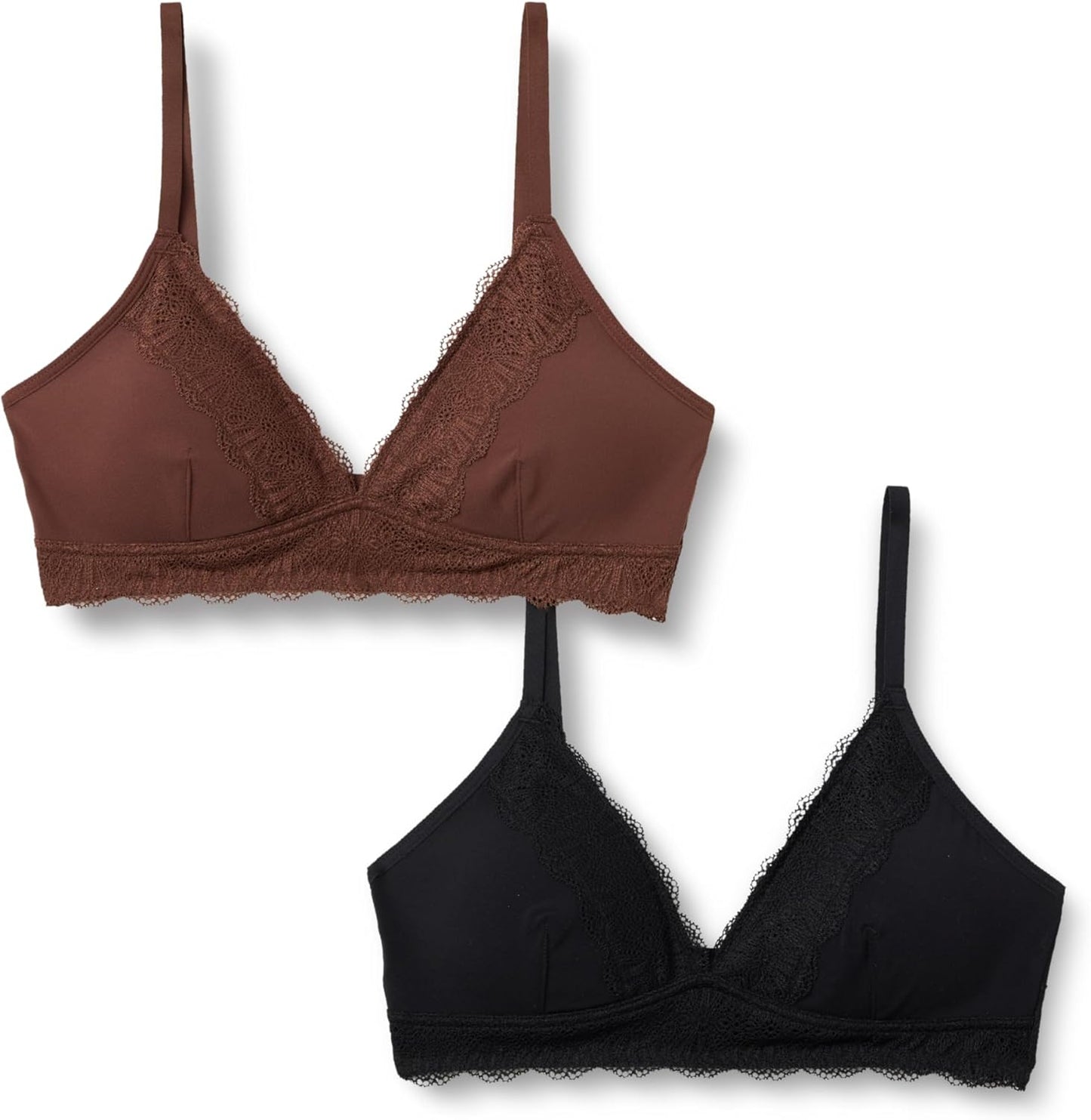 Women's Peached Microfiber Lace Trim V-Neck Bralette - Soft & Comfortable Fit