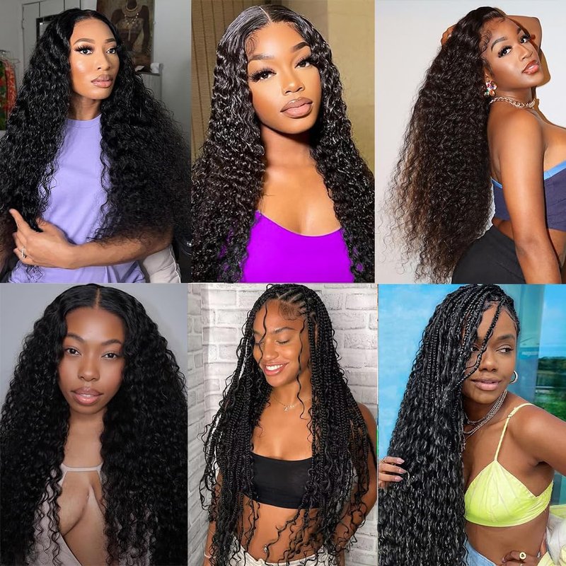 PXCPXC Human Hair Bundles Water Wave Full and Thick for Women Curly Burmese Human Hair Bundles 100% Unprocessed Wet and Wavy Hair Bundles Natural Black Color(18 inch)