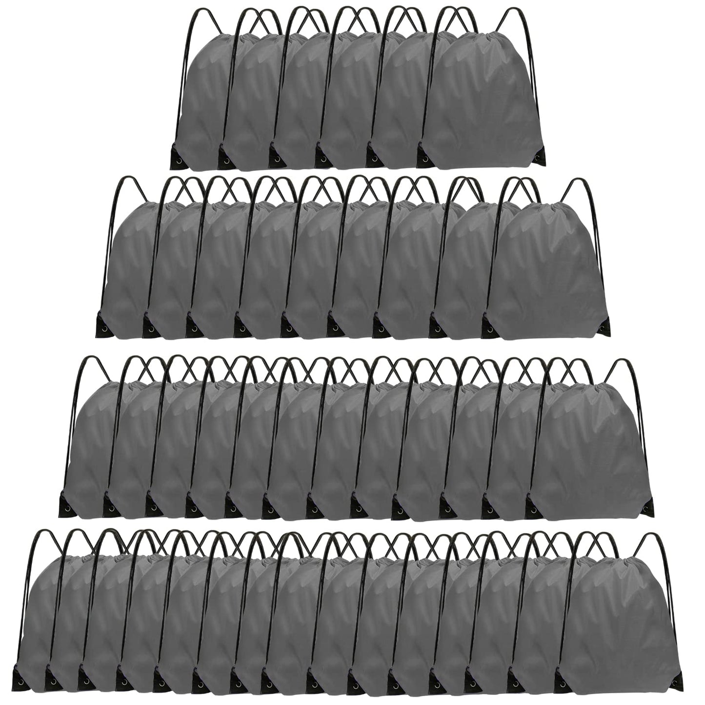 Grneric Drawstring Bags 42 Pcs Drawstring Backpack Bulk String Backpack Cinch Bag Sackpack for Men Women Gym (Gray)