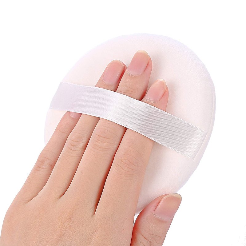 WSYUB Powder Puff, Powder Puff for Body Powder, Ultra Soft Large Velour Body Powder Puffs, 4.13 inch,4pcs,White, Round