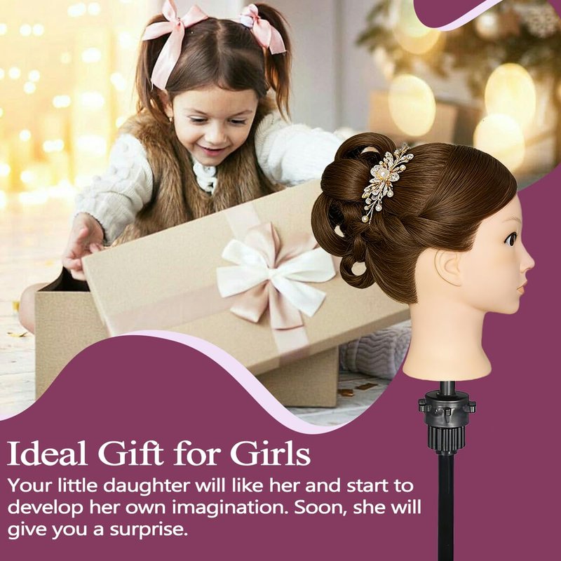 Mannequin Head with 80% Human Hair - Straight, 26"-28" Doll Head for Cosmetology & Hairdresser (A01-Black1)
