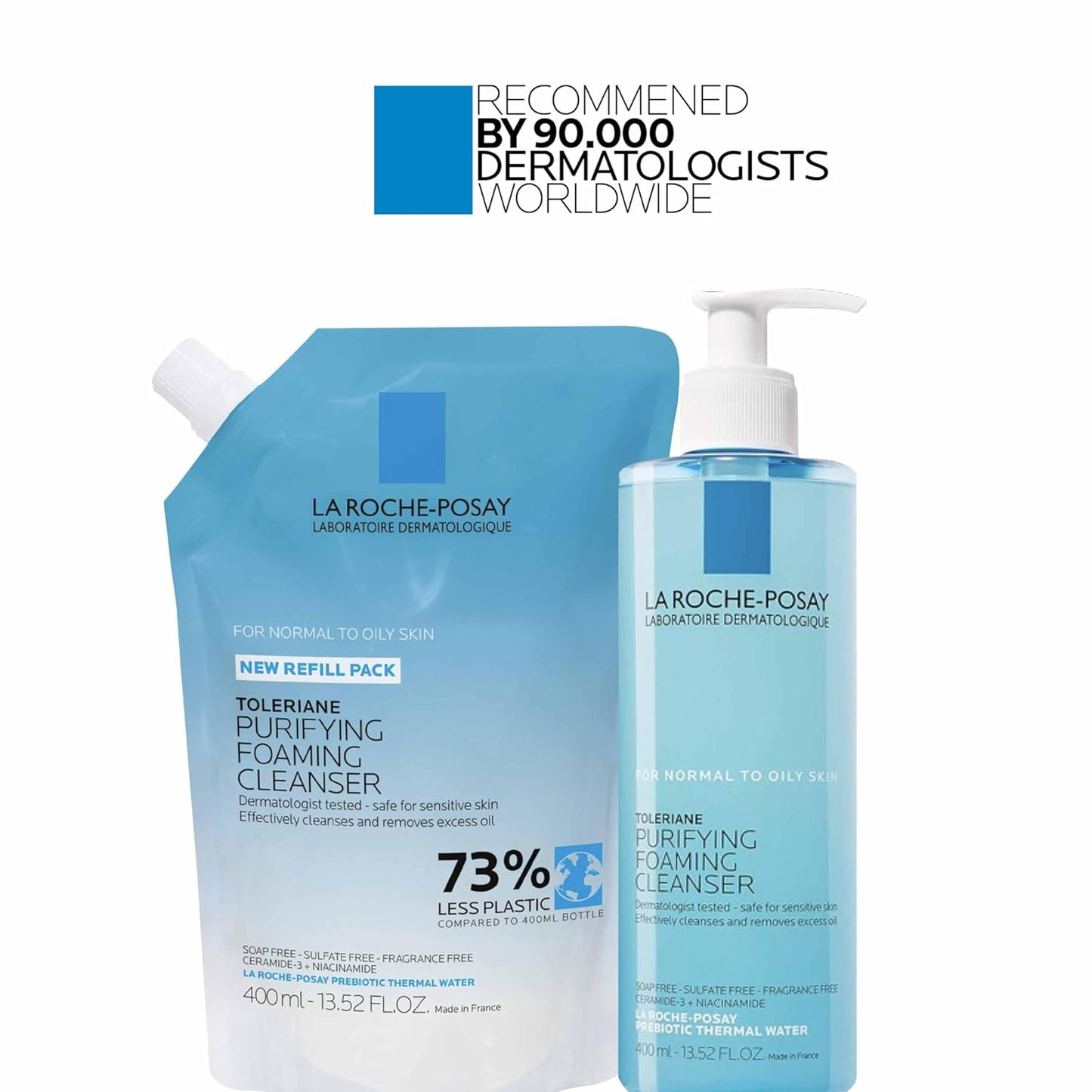 La Roche-Posay Toleriane Foaming Facial Cleanser - Oil-Free Face Wash with Niacinamide & Ceramides for Sensitive Skin | Gentle Pore Cleanser