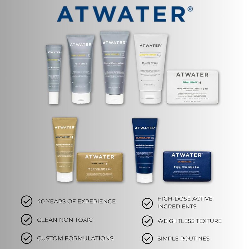 ATWATER Exfoliating Face Scrub for Men | Jojoba Beads & Salicylic Acid, Non-Abrasive Cleanser - 3.4 oz