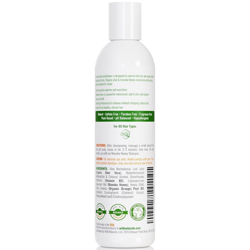 Natural Hydrating Conditioner - Sulfate-Free Dandruff Relief with Aloe Vera & Manuka Honey | Ideal for Oily & Curly Hair