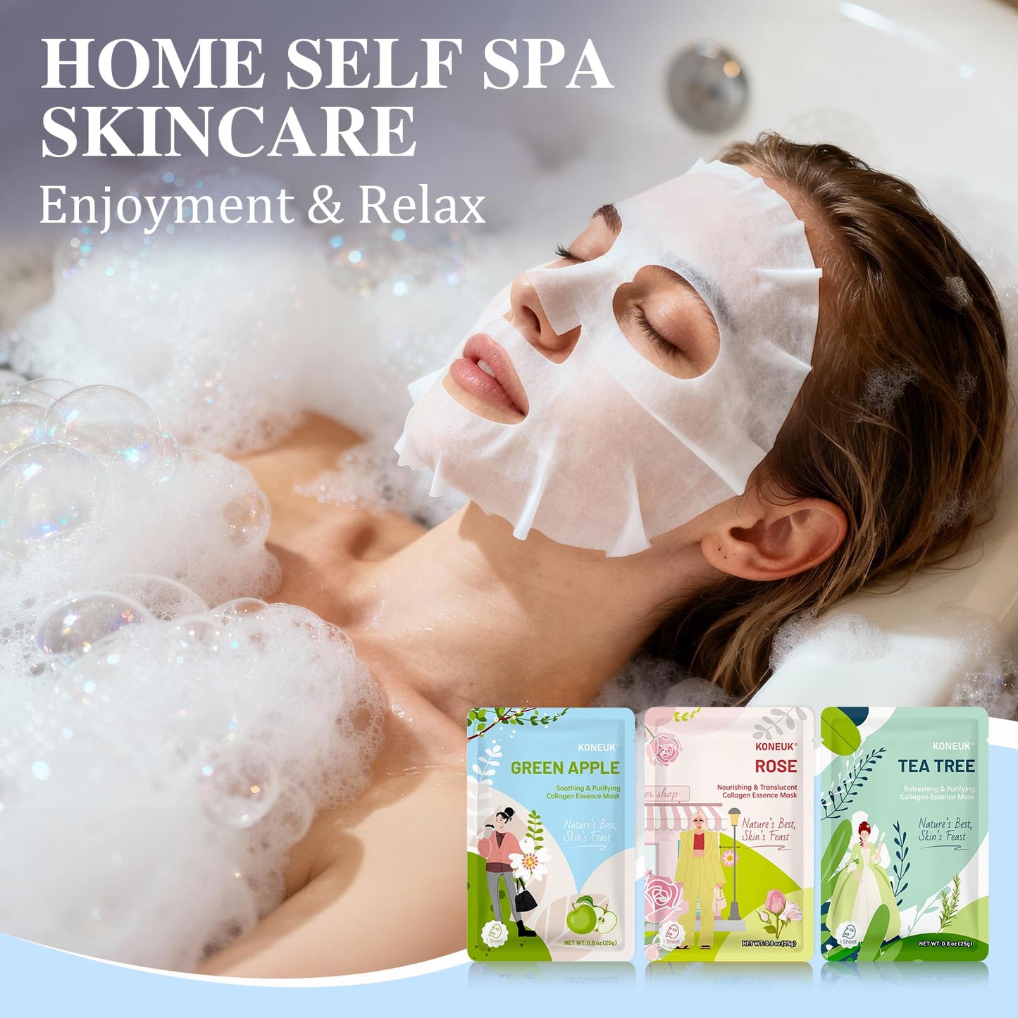 54 Pack Bulk Sheet Face Masks Skincare, Hydrating and Moisturizing Face Mask for All Skin Types, Collagen Facial Masks for Skin Care, Mothers Day Gifts, Teacher Appreciation Gifts (9 Types x 6 Pcs)