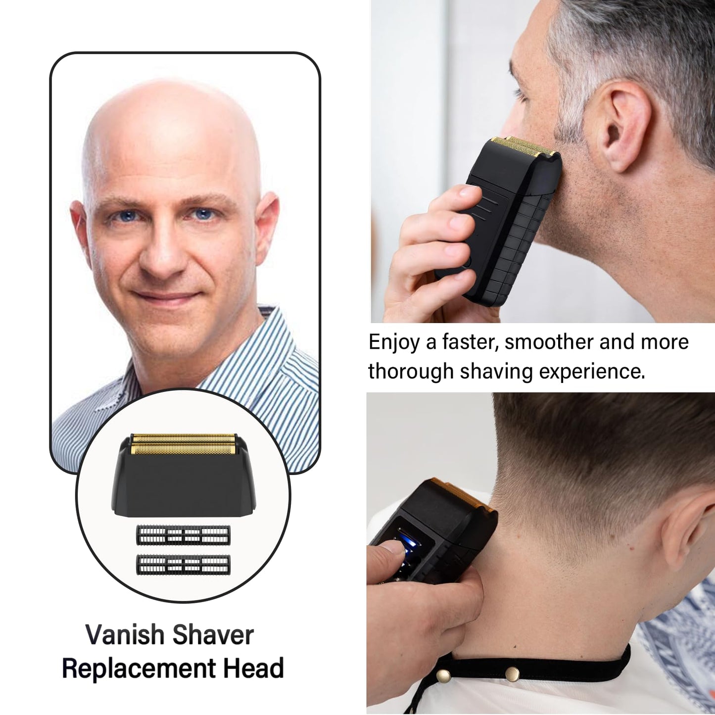 2Pack Shaver Replacement foil Compatible with wahl 5 Star Series Vanish Shaver 8173-700,Super Close Gold Foil & Cutter Bar Assembly Replacement - Compatible with wahl Vanish Replacement Foil, Black