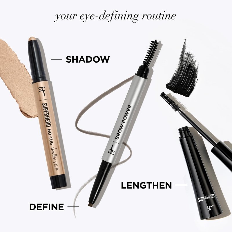 IT Cosmetics Brow Power Universal Brown Eyebrow Pencil (Brunette) - Long-Lasting, Budge-Proof, Nourishing Biotin & Antioxidants, Easy to Apply & Adjustable, Natural Brow Makeup, Built-in Spoolie
