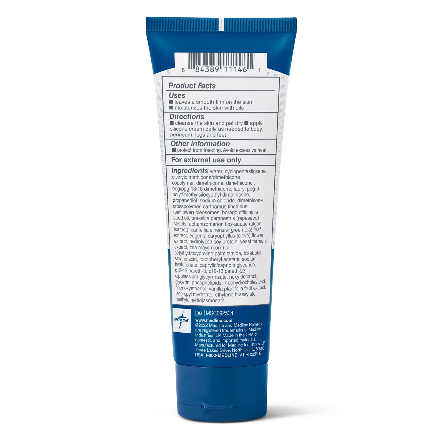 Medline Remedy Clinical Silicone Cream (4 oz Tube), Vanilla Scent, Breathable Film, Soothing, Moisturizing, Nourishing, Hydrating Skin Care, For Cracked, Chapped, Sensitive Skin (Pack of 3)