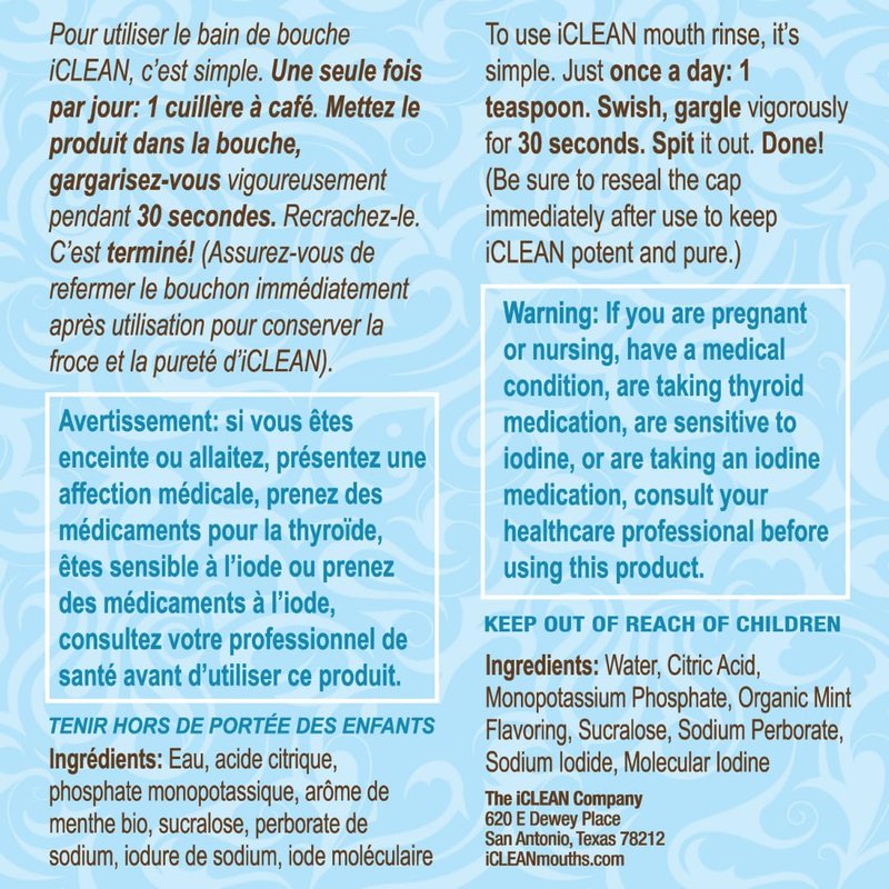 iCLEAN Mouthwash - Fluoride & Alcohol-Free Rinse | Harness The Power of Iodine | Molecular Iodine Mouth Rinse for Clean Oral Care | Gargle for Bad Breath & Oral Wellness | Cleans Where Others Can't