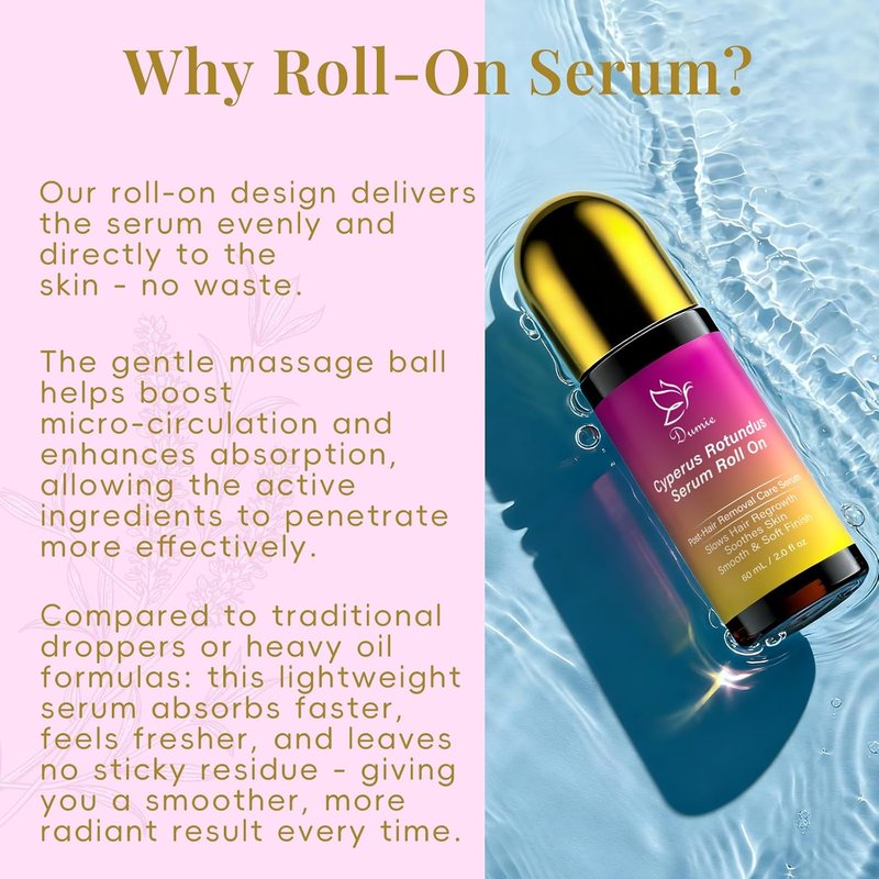 Cyperus Rotundus Serum Roll-On | Ingrown Hair & Razor Bump Treatment, Natural Growth Inhibitor for Sensitive Skin