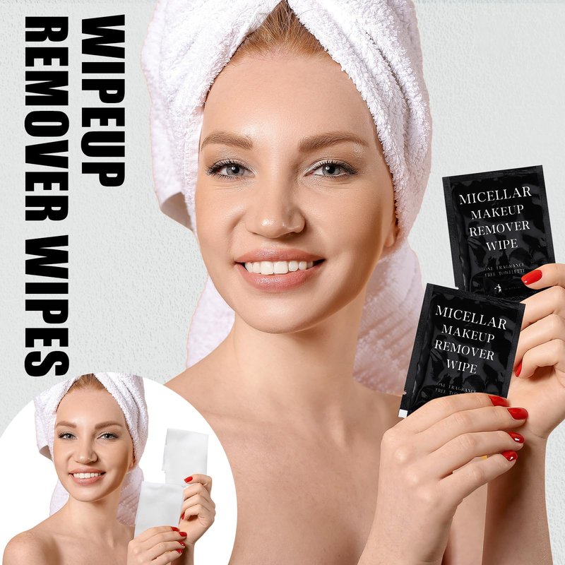 Ctosree 150 pcs Makeup Remover Wipes Bulk Individually Wrapped Makeup Wipes Single Remover Cloth Facial Cleansing Pads for Mascara Lipstick Oil Dirt Face Skin Travel Hotel(Black)