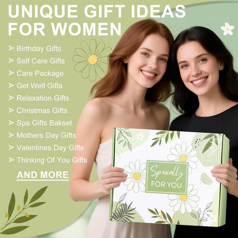 Birthday Gifts for Women Mother's Day Gift Self Care Get Well Soon, Flower Relaxing Spa Gift Basket Bath Set,Unique Luxury Self Care Box Gift for Mom Her Wife Sister Girlfriend, Girl Friend