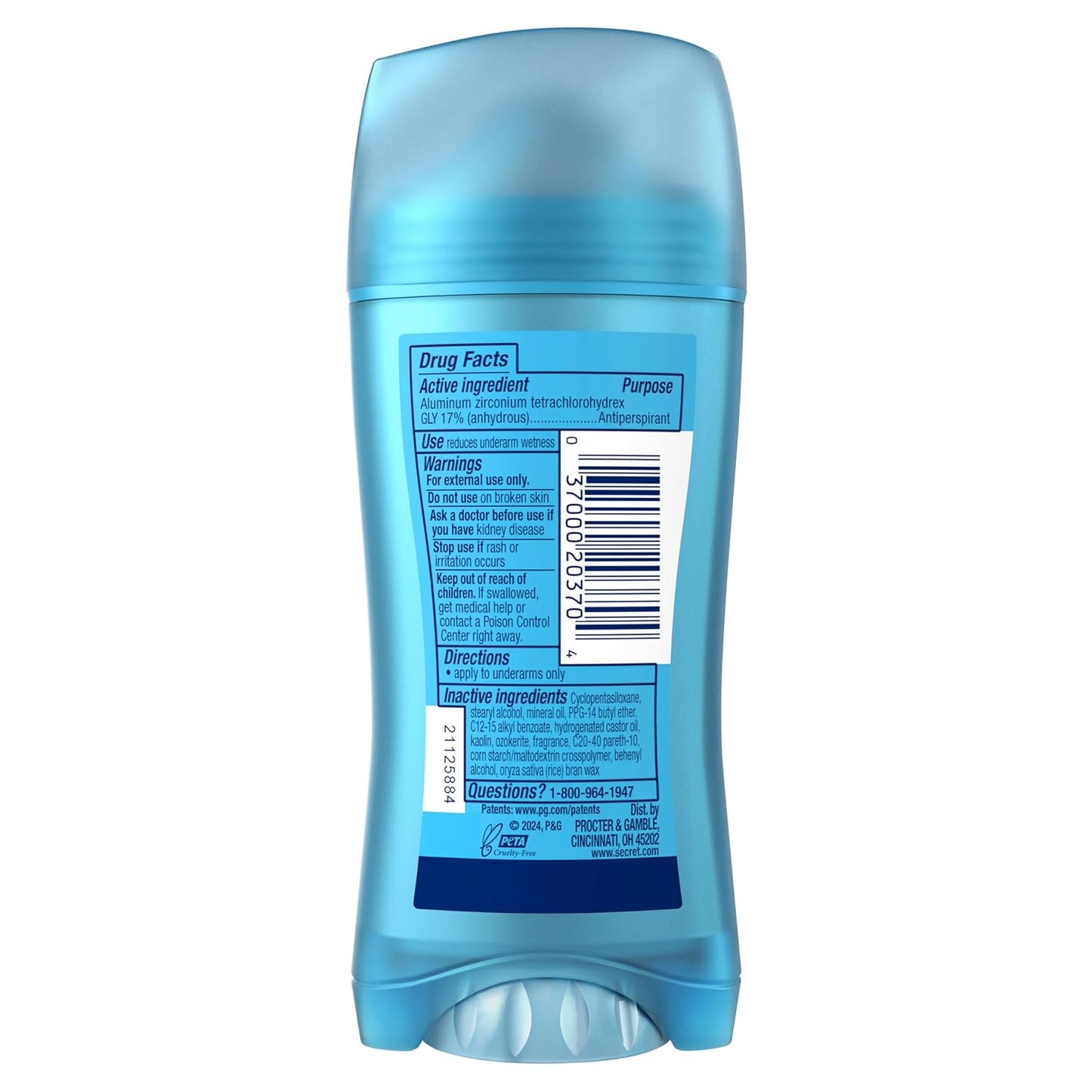 Secret Fresh Antiperspirant Deodorant for Women, 72hr Breathable Sweat & Odor Protection, Instant Freshness & Gentle, PH Balancing Minerals, Invisible Solid, Cocoa Butter Scent, 2.6 oz