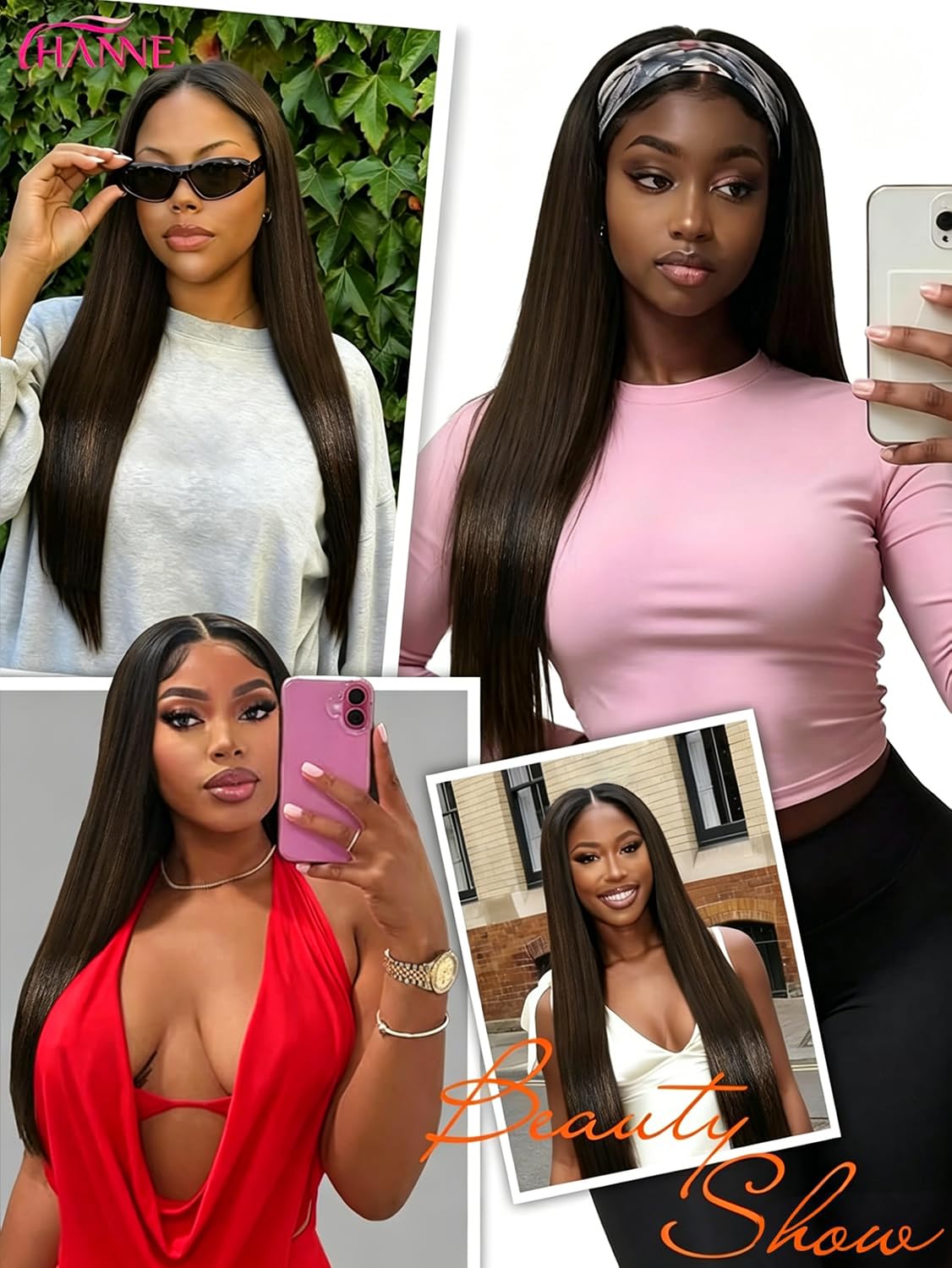 HANNE Sew in Hair Extensions 3 Bundles 18 20 22 Inch 4-Layer Craftsmanship 100% Japanese Futura Fiber Straight Bundles Synthetic Quick Weave Hair Bundles(1B/30)