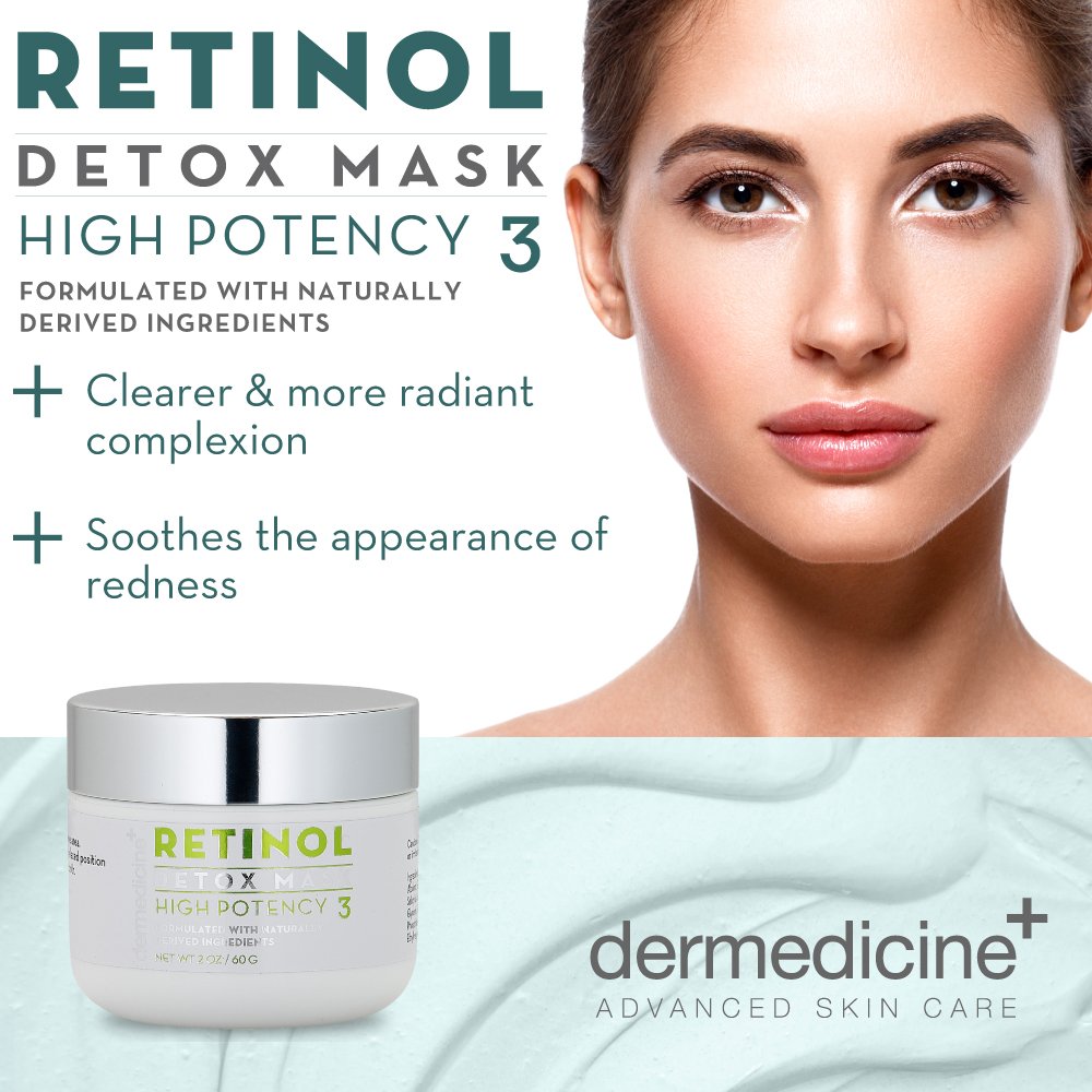 Retinol Detox High Potency Mask Blend for Face | Natural & Organic Botanical Plant Extracts | Clarifying & Soothing for Skin that Looks Clearer, Feels Smoother, Oil Control Rinse Off Mask