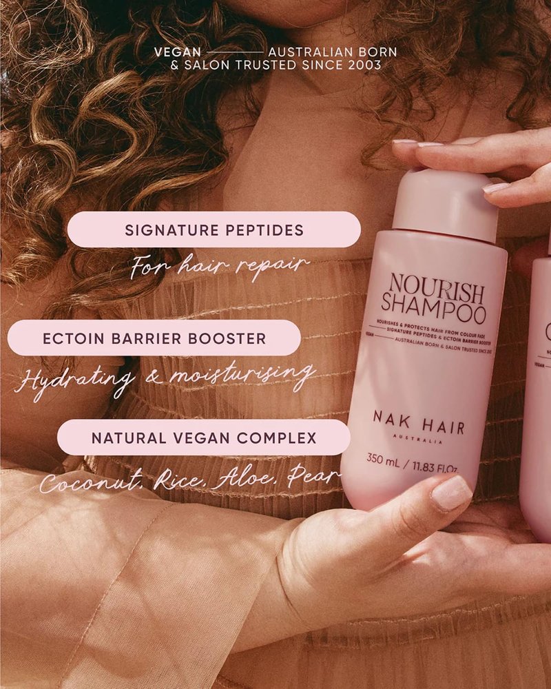 NAK Signature Nourish Color Protect Shampoo 350ml - Moisturizing, Sulfate-Free Formula for Dry, Color-Treated Hair with Peptides & Coconut Oil