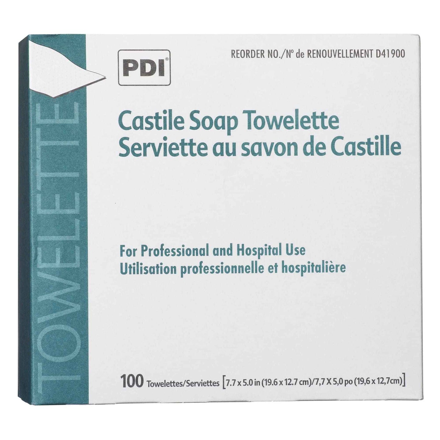 PDI Castile Soap Towelette - Premoistened Facial Cleansing Wipe with Coconut Oil, Great for Travel - Individual Packet, 7.7 in. x 5in., 100 Count, 3 Packs, 300 Total