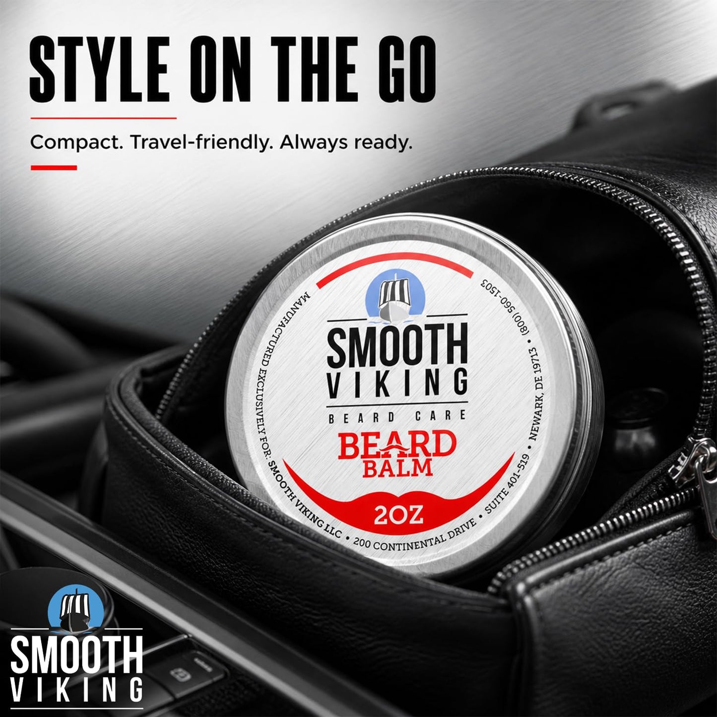 Smooth Viking Beard Styling Balm for Men - Strong Hold Formula with Essential Oils & Beeswax for Healthy Beard & Mustache Growth, 2oz