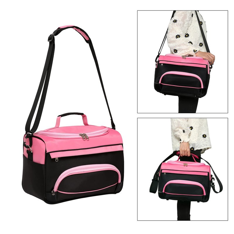 MAXPAND Small Hairdressing Bags for Stylists Hairdresser Bag for Supplies with Shoulder Strap Cosmetics Beauty Hairstylist Bag Makeup Salon Organizer Bag with YKK Zipper (BLACK), 13.8" x 8.7" x 9.5"