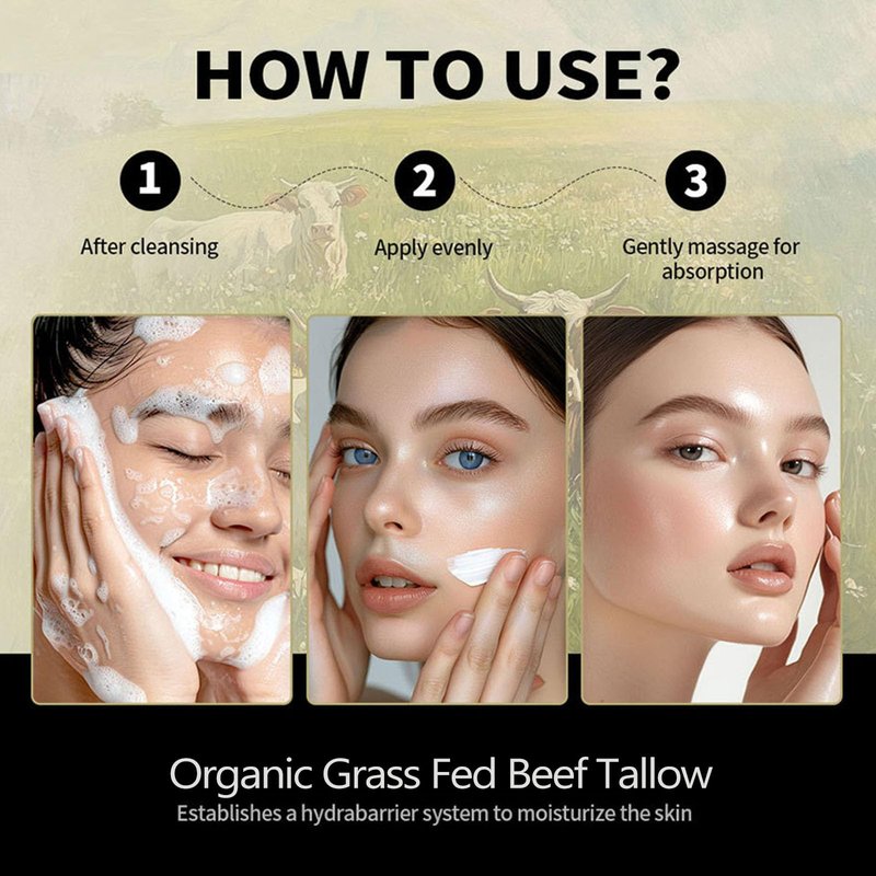 Vbolre Grass Fed Beef Tallow with Frankincense Oil and Castor Oil, Organic Grass Fed Beef Tallow for Skin, Whipped Beef Tallow Frankincense Oil Castor Oil for Skin Face Body Moisturizer (1)