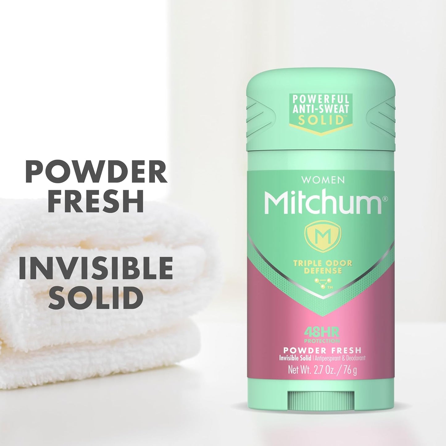 Mitchum Women’s Triple Odor Protection Antiperspirant & Deodorant Gel, Powder Fresh, 48HR Protection, 3.4 oz