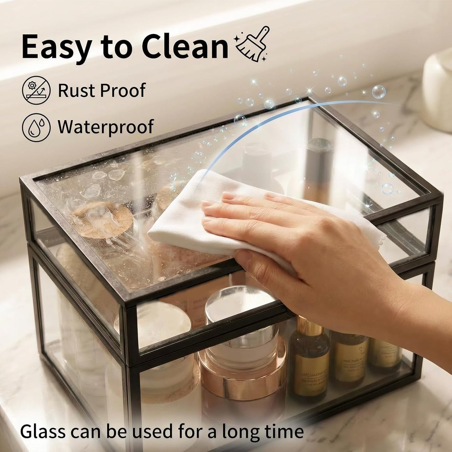 Lipstick Organizer - 40 Slot Glass Display Box for Perfume & Skincare | Easy-Access Vanity Storage Solution