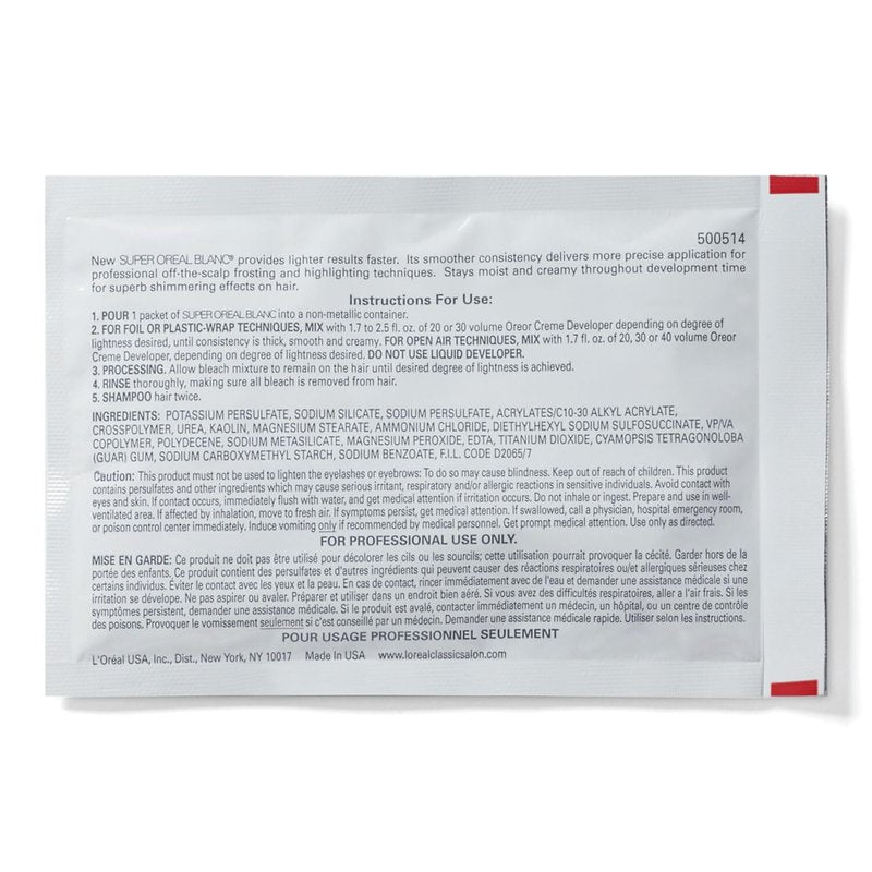 L'Oreal Technique Super Oreal Blanc Hair Lightener - Off-the-Scalp Bleaching Powder, No Drip, Creamy Formula, 1.13 Oz
