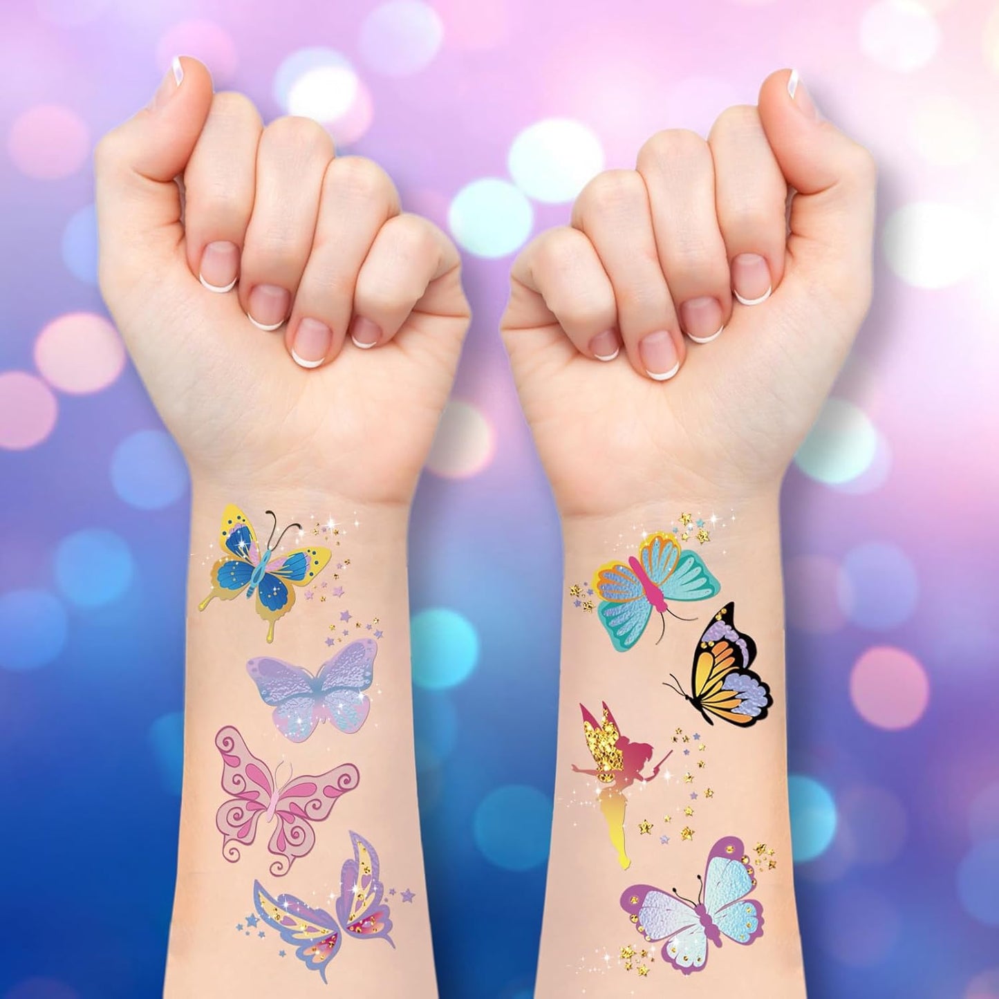 Waterproof Temporary Tattoos - 118pcs Groovy Fake Tattoo for Kids Birthday Party Supplies, Star Unicorn Smiley Rainbow Flower Candy Crown Arts and Crafts for Boys or Girls 6 7 8 9 10 11 12 years old