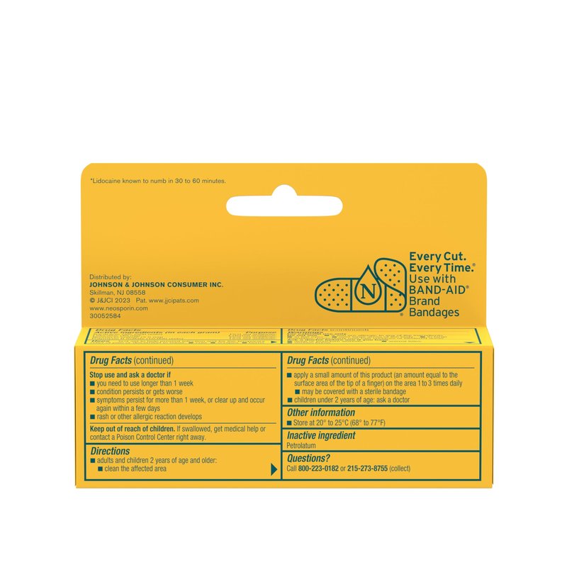 Neosporin + Lidocaine First Aid Triple Antibiotic Ointment, Fast-Acting, Maximum Strength Topical Pain Relief, 24-Hour Infection Protection that Numbs Away the Pain for Minor Wound Care, 0.5 oz