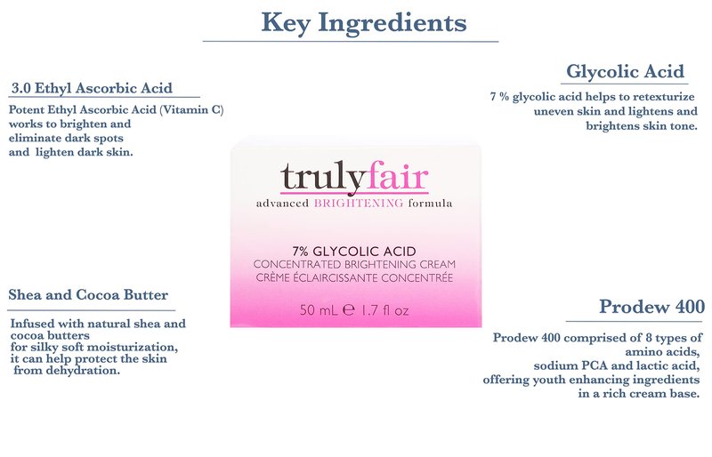 Truly Fair Face Brightening Kit – Vitamin C Serum 1 oz & 7% Glycolic Acid Concentrated Cream 1.7 oz - Skincare Kit- Anti-Aging - Moisturizing formula - Paraben-free - For women