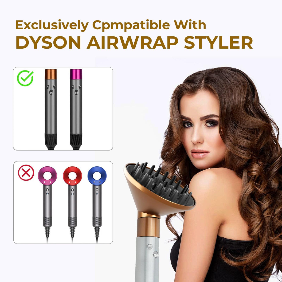 Upgraded Diffuser Attachment for Dyson Airwrap HS01/HS05/HS08 - Quick-Dry Curly Hair Nozzle, Heat-Resistant & Lightweight Design, Reduces Frizz for Na