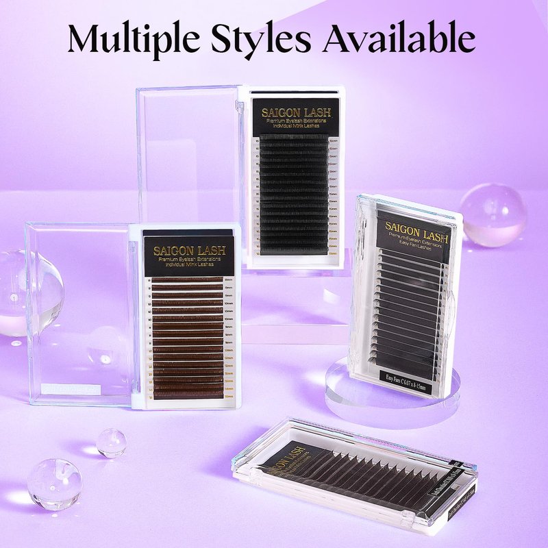 Mink Eyelash Extensions - Volume & Classic Lashes | Soft Korean PBT Fiber, 4-15mm Length, Dark Brown CC Curl