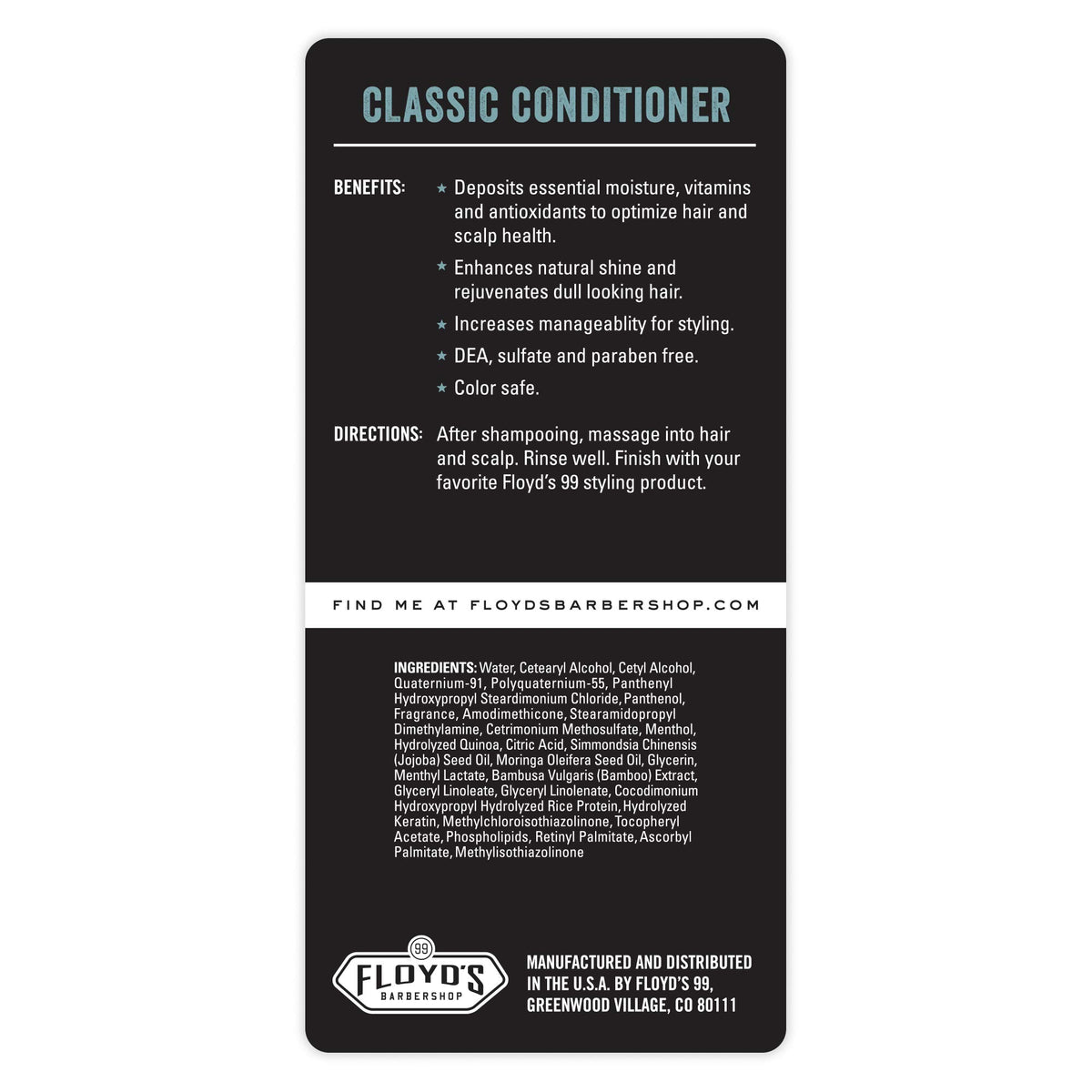 Floyd's 99 Classic Conditioner - Moisturizing - Soothing - Cooling - 33 oz.