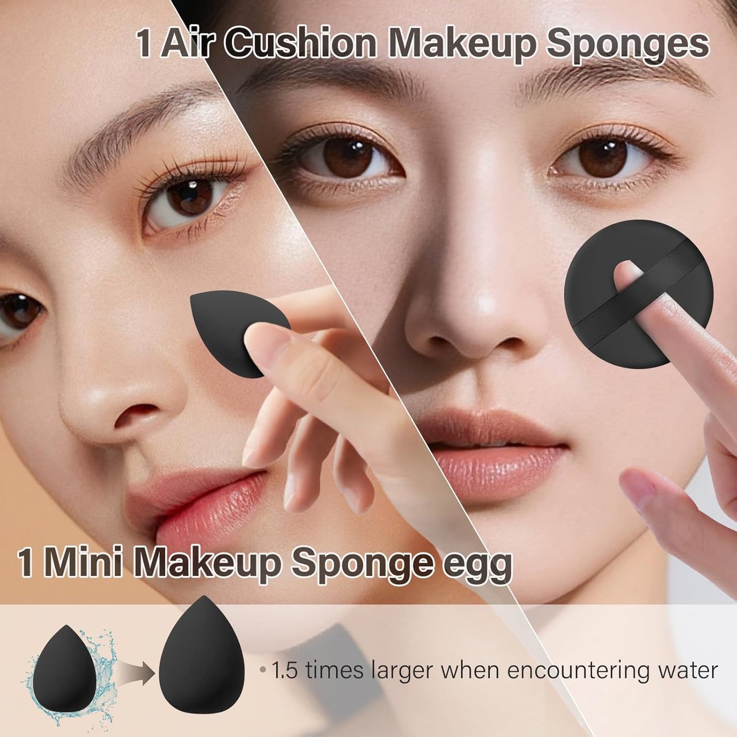 Makeup Brushes Set, Mlemle Professional 25 Pcs Makeup Kit, Include Foundation Powder Blush Concealers Eye shadows 21 Pcs Makeup Brushes and 2 Powder Puff, 2 Makeup Sponge(B01-Black)