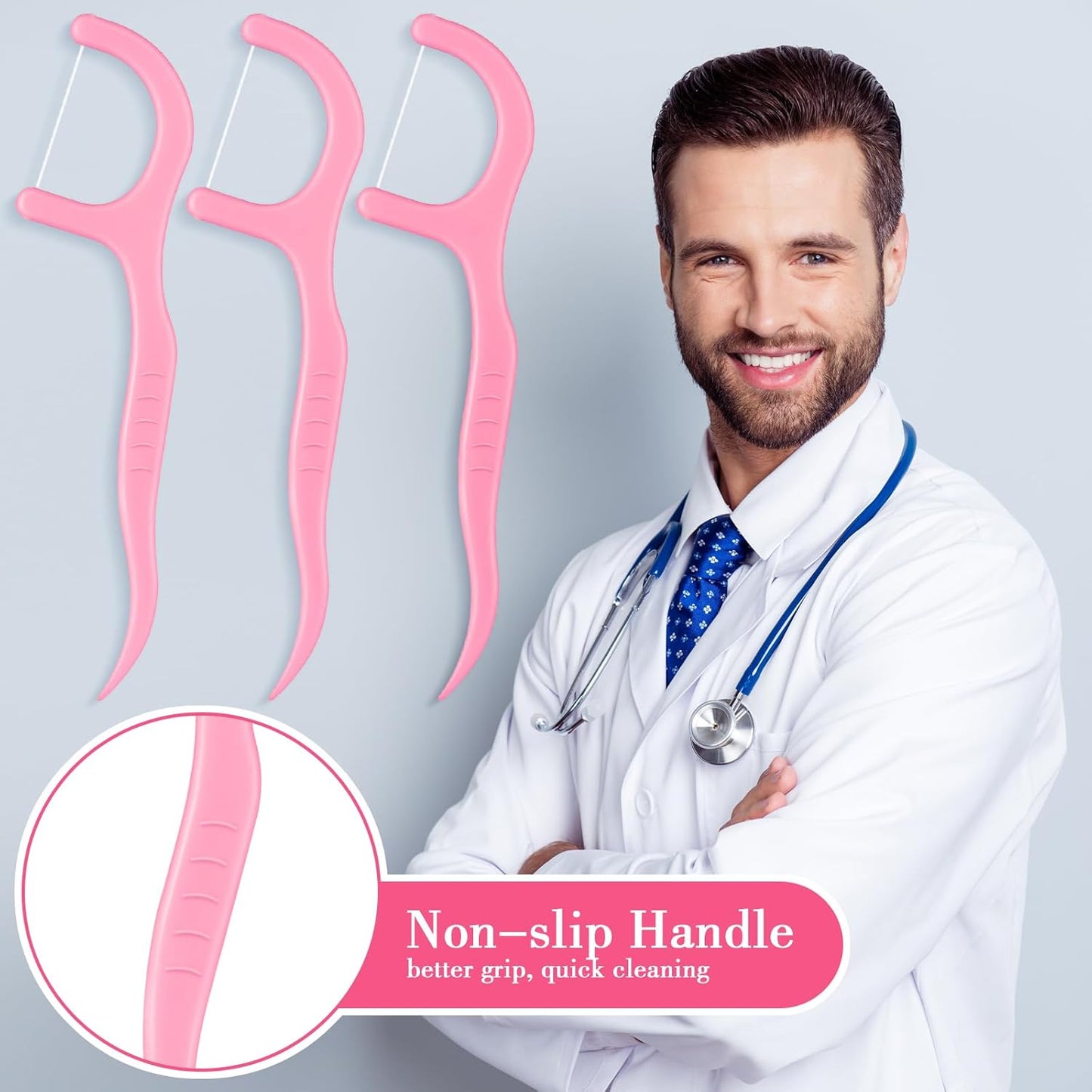 Baderke 200 Count Floss Picks Bulk Non Breakable Tooth Picks Flosser Dental Floss Sticks for Adults Teeth Cleaning Dental Flossers for Family Pack Travel(Light Green)