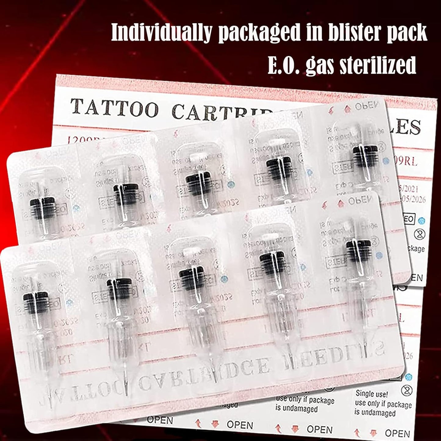Tattoo Cartridge Needles - 60pcs Mixed Sizes 1203RL, 5RL, 7RL, 5RS, 7RS, 9RS | Disposable Tattoo Needles for Tattoo Pen Machine