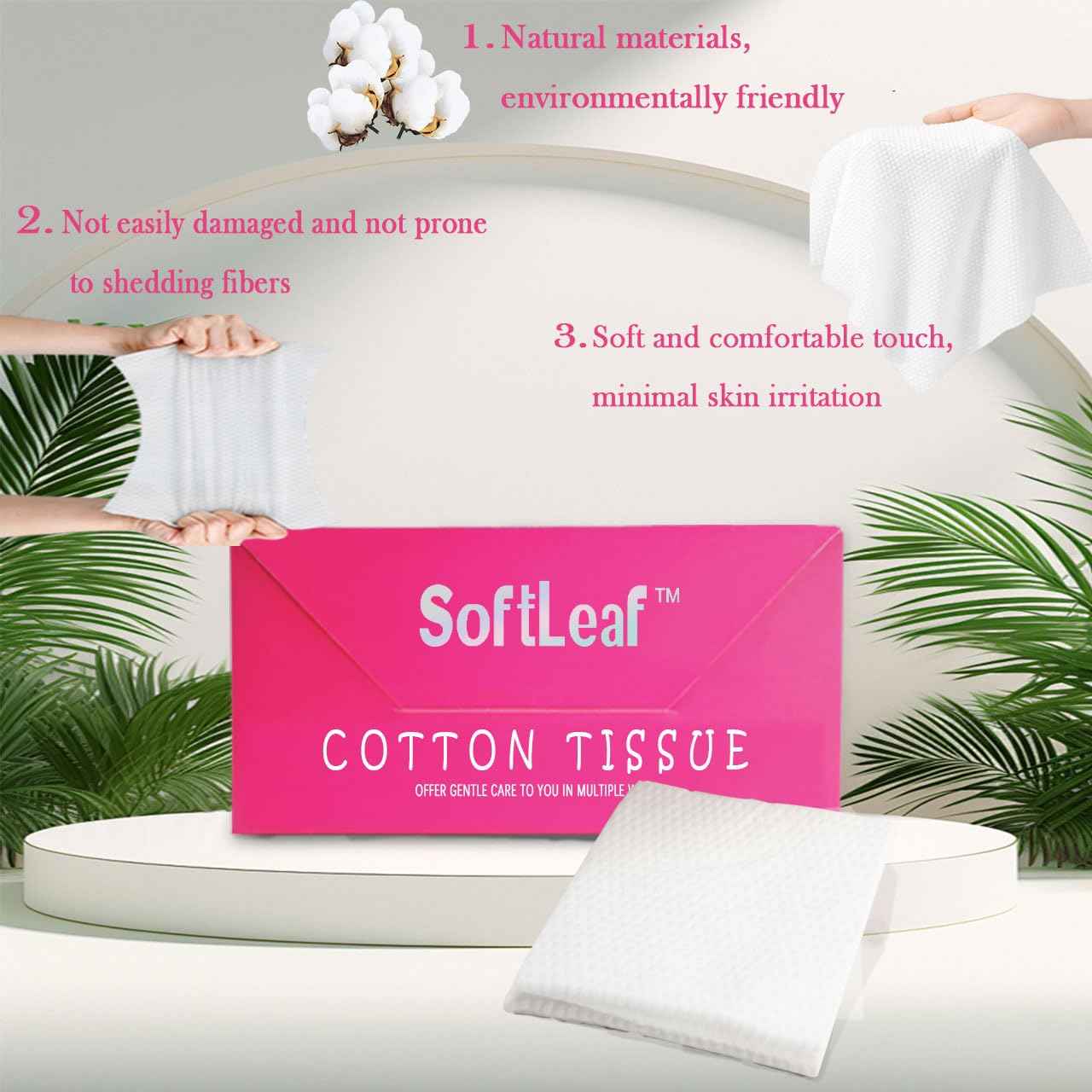 SoftLeaf Face Towels, Disposable Face Towel, Extra Large Face Towelettes XXL, Makeup Remover Dry Wipes, Facial Tissue for Gentle Skin Care and Daily Cleansing, Ultra Soft & Thick, 108 Count, 3 Pack