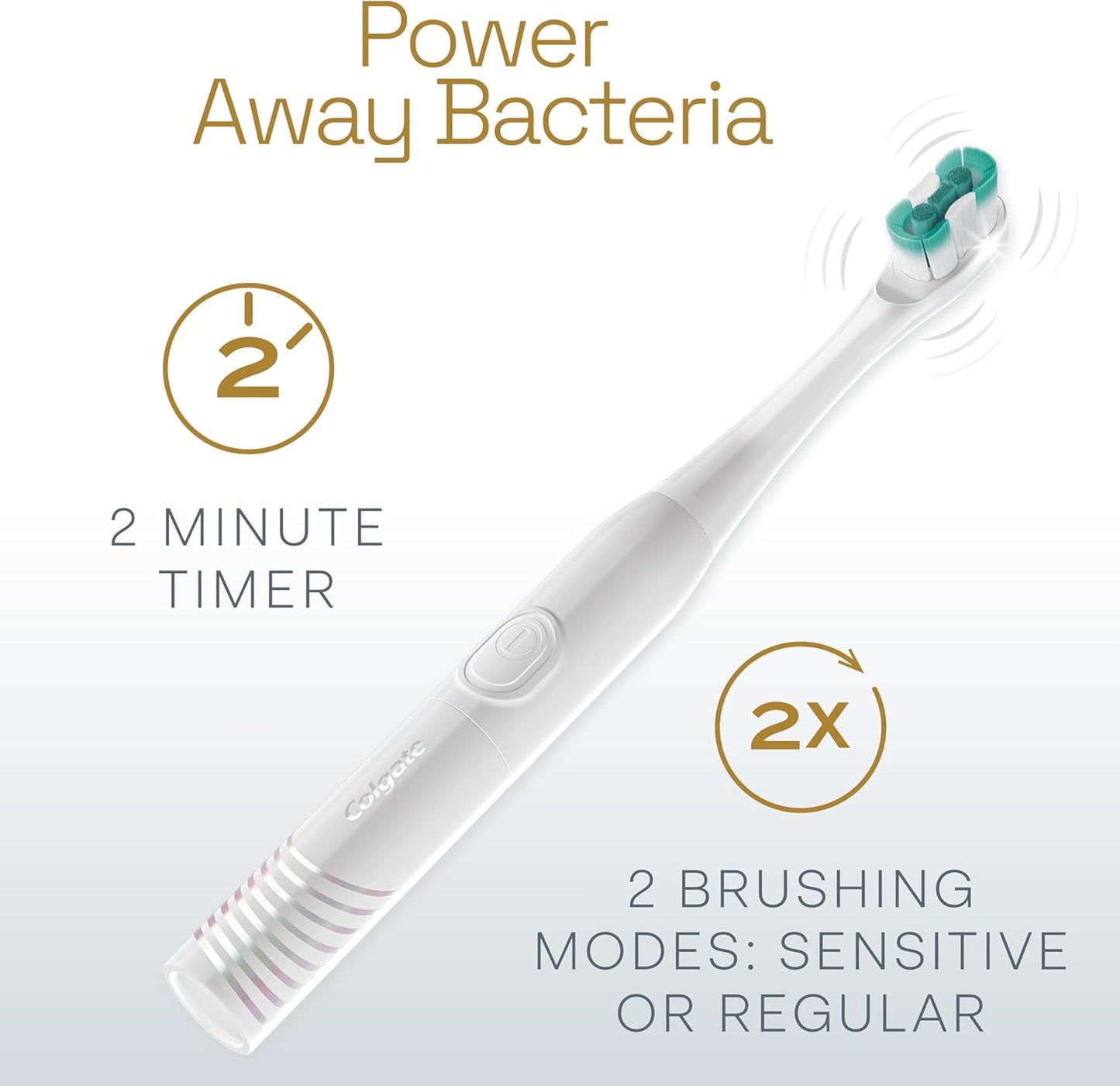 Colgate 360 Optic White Battery Powered Sonic Toothbrush, Soft, 1 Pack