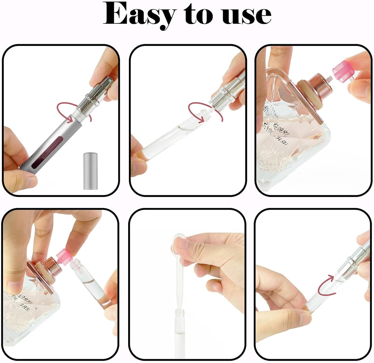 4pcs Mini Perfume Travel Bottle, Perfume Atomiser Refillable, 5ML Spray Bottles, Portable for Travel Holiday, Outdoor Activities and Business