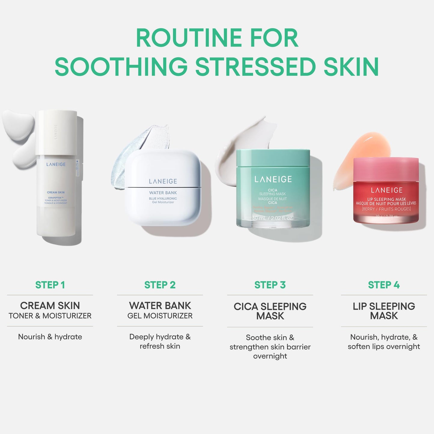 LANEIGE Cica Sleeping Mask: Korean Sensitive Skin Overnight Hydrating Balm Cream Face Mask with Centella Asiatica for Soothing Nourishment & Barrier Repair| Korean Skin Care
